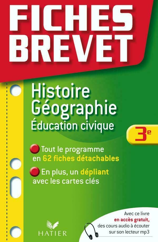 Fiches Brevet Histoire Géographie Education Civique 3ème - Monique Redouté - Hatier