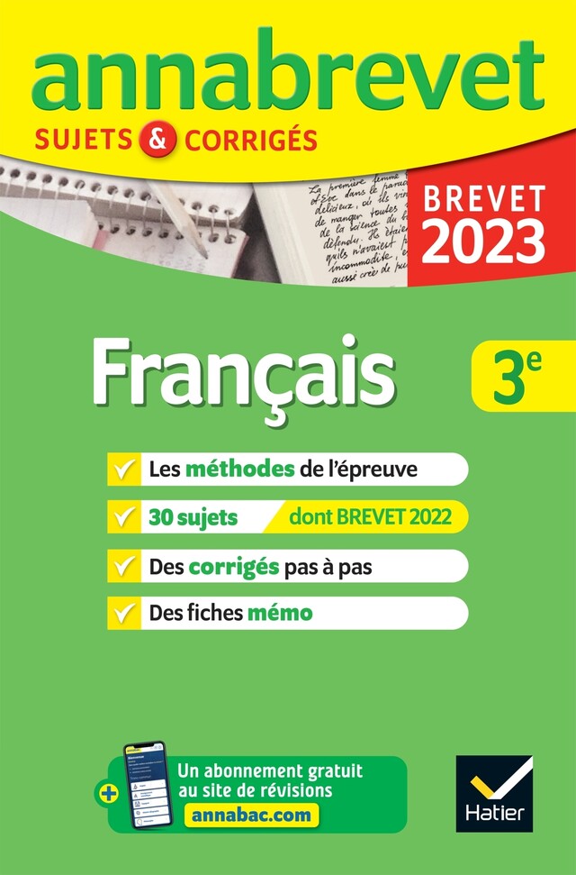 Annales du brevet Annabrevet 2023 Français 3e - Christine Formond, Louise Taquechel - Hatier