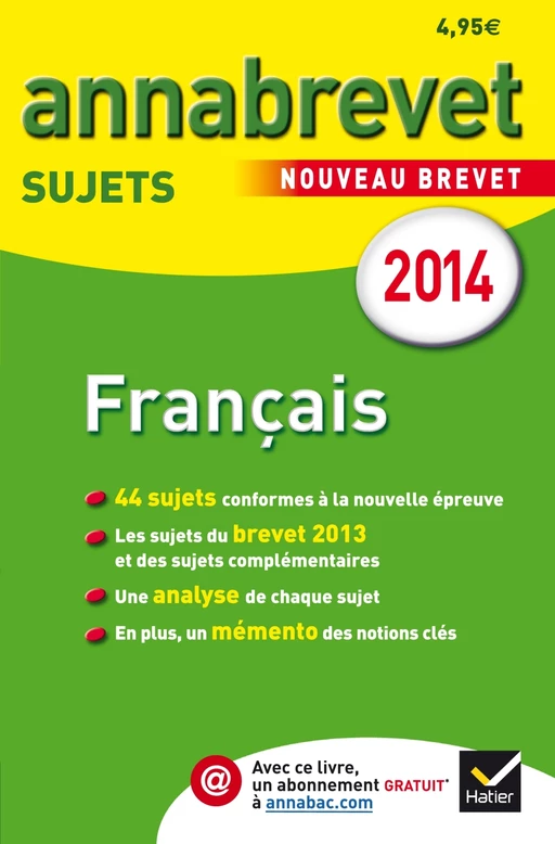 Annales Annabrevet 2014 Français - Antonia Gasquez, Cécile de Cazanove - Hatier