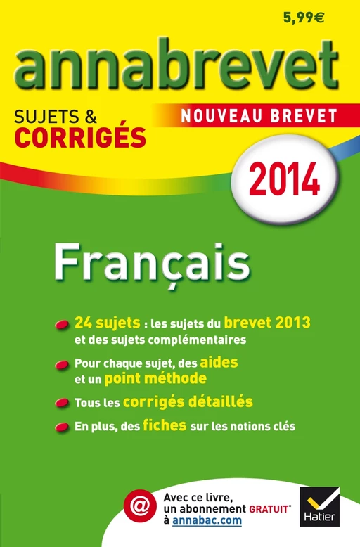 Annales Annabrevet 2014 Français - Antonia Gasquez, Cécile de Cazanove - Hatier