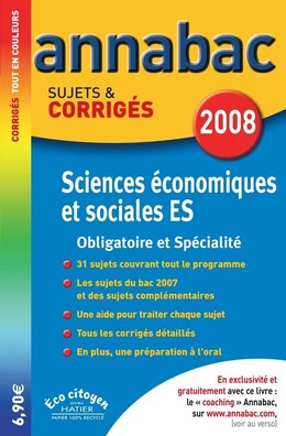 Annabac 2008 - SES Tle ES Sujets & Corrigés