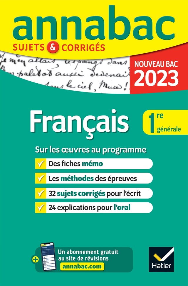 Annales du bac Annabac 2023 Français 1re générale -  Collectif - Hatier
