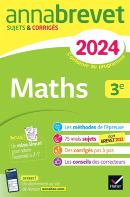 Annales du brevet Annabrevet 2024 Maths 3e